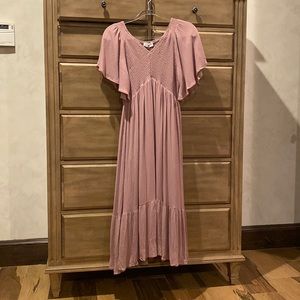 Smocked midi dress, size M